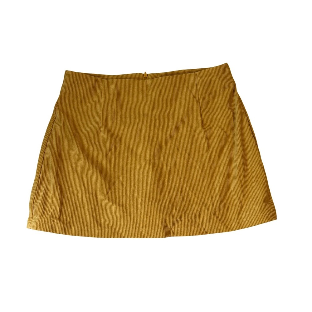 Halara Corduroy Skort Women Yellow Ribbed Mini Skirt Shorts SIZE L NWT